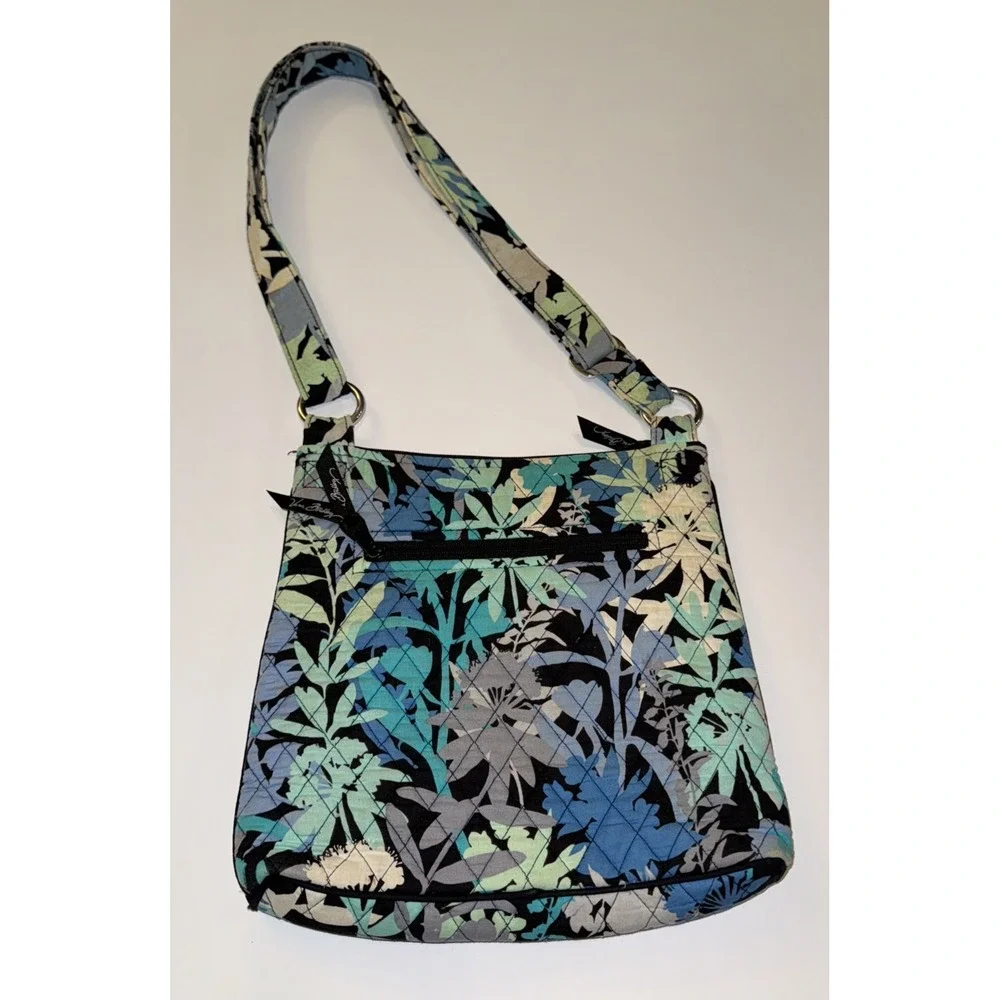Vera Bradley Crossbody/Shoulder Bag Blue Gray Black Camo Floral Print‎ - Picture 3 of 5
